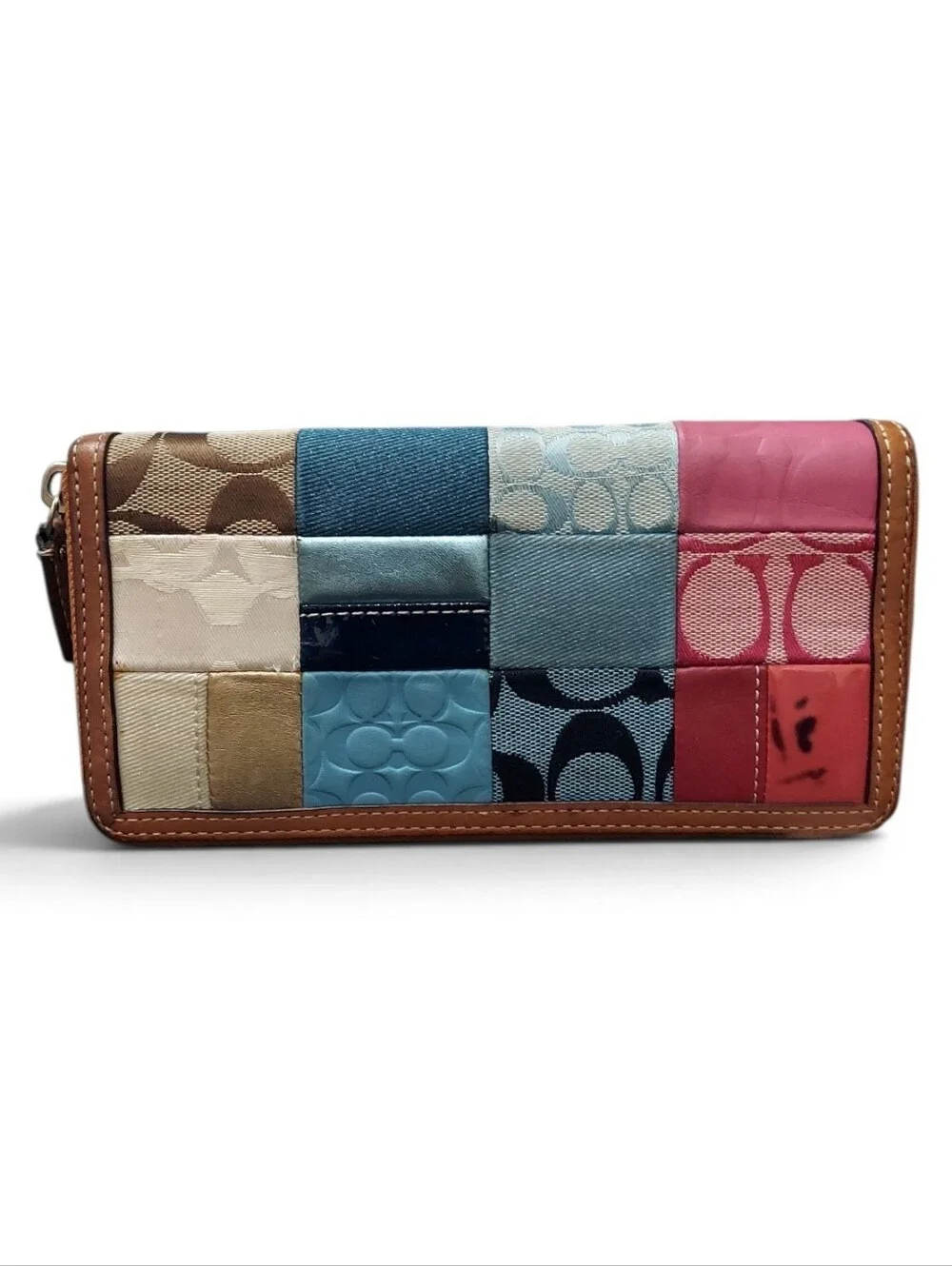 Coach Vintage Y2K Patchwork Canvas & Leather Wallet